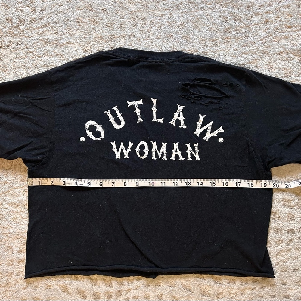 Outlaw Woman Black Oversized Crop Top